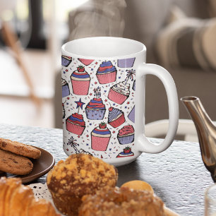 Patriotischer 4. Juli handGezeichnet Cupcakes Kaffeetasse