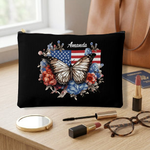 Patriotischer 4. Juli Schmetterling Groß Zubehörtasche