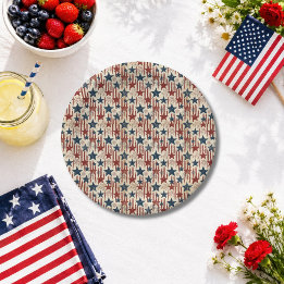 Patriotischer 4. Juli, Sterne Streifen, Americana Pappteller