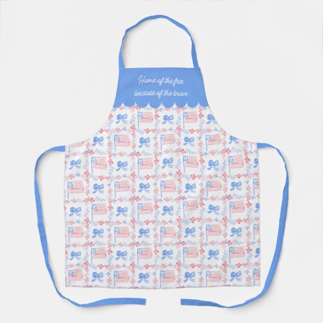 Patriotischer 4. Juli Wasserfarbe personalisiert Schürze (Vorderseite)