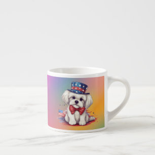 Patriotischer 4. Juli Weißer Süßer Hund-43568 Espressotasse