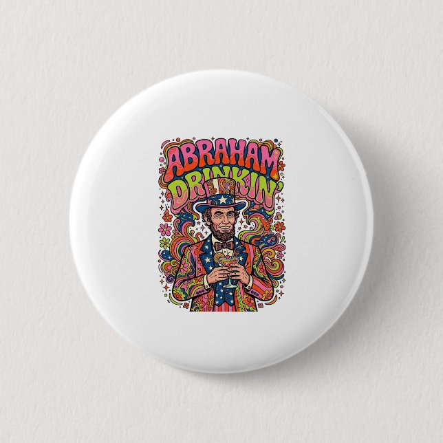 Patriotischer Abraham Trink Retro Button (Vorderseite)