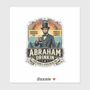 Patriotischer Abraham Trinkender Retro Abgenutzt Aufkleber