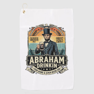Patriotischer Abraham Trinkender Retro Abgenutzt Golfhandtuch