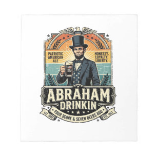 Patriotischer Abraham Trinkender Retro Abgenutzt Notizblock