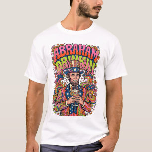 Patriotischer Abraham Trinkender Retro T-Shirt