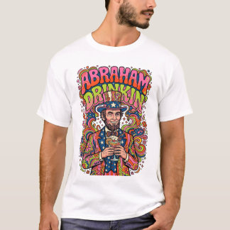 Patriotischer Abraham Trinkender Retro T-Shirt
