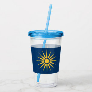Patriotischer Acryltumbler mit Flagge von Makedoni Acryltrinkbecher