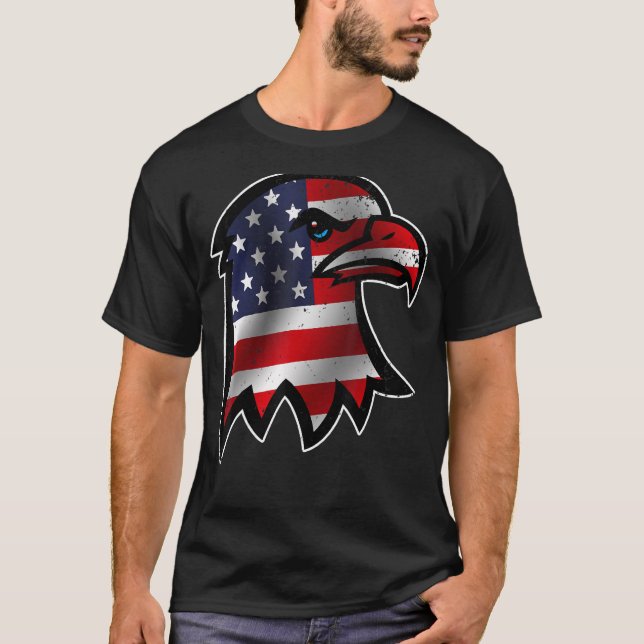 Patriotischer Adler 4. Juli US-amerikanische Flagg T-Shirt (Vorderseite)