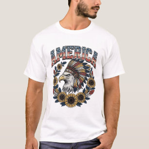 Patriotischer Adler Amerika Sonnenblume Vintage T-Shirt