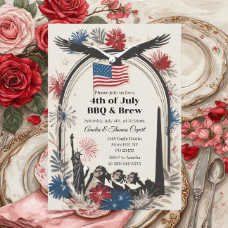 Patriotischer Adler-Feuerwerk 4. Juli BBQ & Brew  Einladung