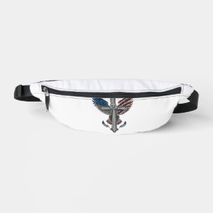 Patriotischer Adler Kreuz Vintage Gravur Vektor De Bauchtasche