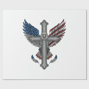 Patriotischer Adler Kreuz Vintage Gravur Vektor De Geschenkpapier