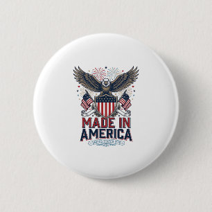 Patriotischer Adler Made in America 4. Juli-Shirt_ Button