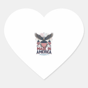 Patriotischer Adler Made in America 4. Juli-Shirt_ Herz-Aufkleber
