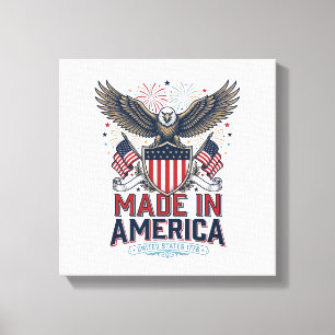 Patriotischer Adler Made in America 4. Juli Shirt_ Leinwanddruck