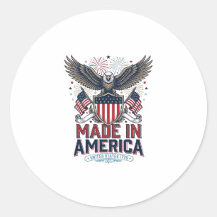 Patriotischer Adler Made in America 4. Juli-Shirt_ Runder Aufkleber