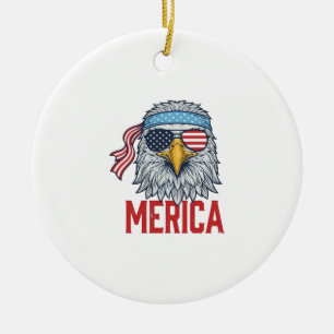 Patriotischer Adler Merica Vintage Gravur Shirt De Keramik Ornament