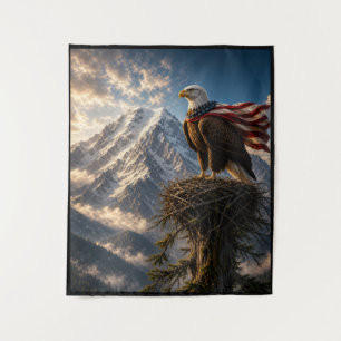 Patriotischer Adler mit amerikanischer Flaggenumha Wandteppich