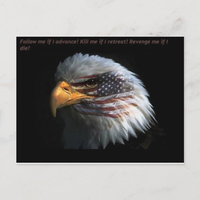 Patriotischer Adler mit Flaggenhintergrund Postkarte (Vorderseite)