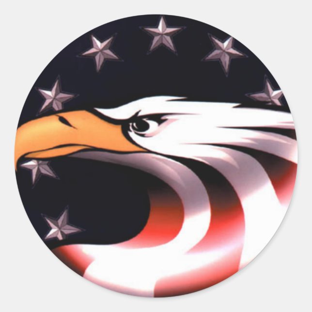 Patriotischer Adler mit US Flagge Stickern Runder Aufkleber (Vorderseite)