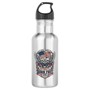 Patriotischer Adler Motorradfahrer Straßenfreiheit Edelstahlflasche