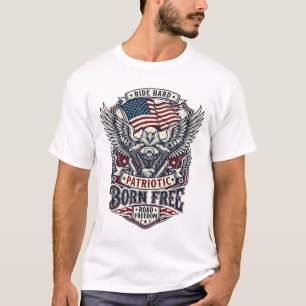 Patriotischer Adler Motorradfahrer Straßenfreiheit T-Shirt