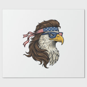 Patriotischer Adler-Mullet im Vintage-Stil Vektor Geschenkpapier