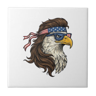 Patriotischer Adler-Mullet-Vintage-Stich-Vektor-De Fliese