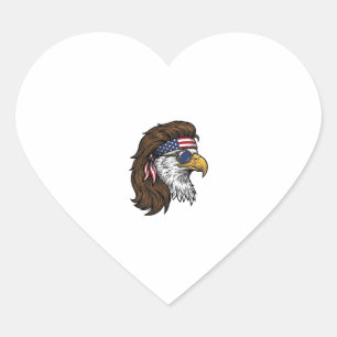 Patriotischer Adler-Mullet-Vintage-Stichvektor De Herz-Aufkleber