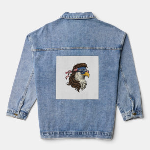 Patriotischer Adler-Mullet-Vintage-Stichvektor De Jeansjacke