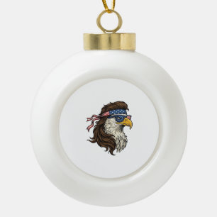 Patriotischer Adler-Mullet-Vintage-Stichvektor De Keramik Kugel-Ornament
