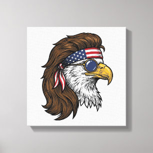 Patriotischer Adler-Mullet-Vintage-Stichvektor De Leinwanddruck
