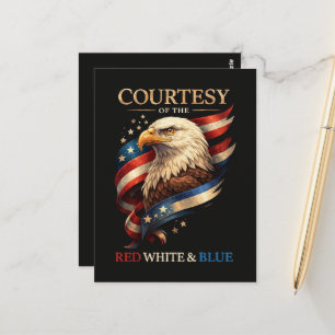 Patriotischer Adler Rot Weiß und Blau Vintage Postkarte
