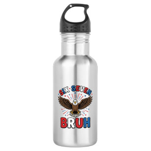 Patriotischer Adler Sechs Sieben Bruh Vektordesign Edelstahlflasche