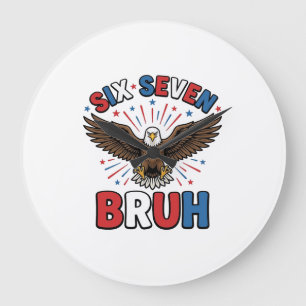 Patriotischer Adler Sechs Sieben Bruh Vektordesign Große Wanduhr