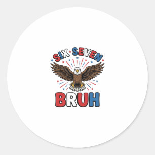 Patriotischer Adler Sechs Sieben Bruh Vektordesign Runder Aufkleber
