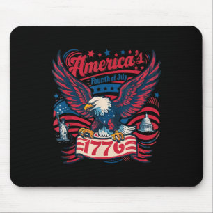 Patriotischer Adler und 1776 Banner Unabhängigkeit Mousepad