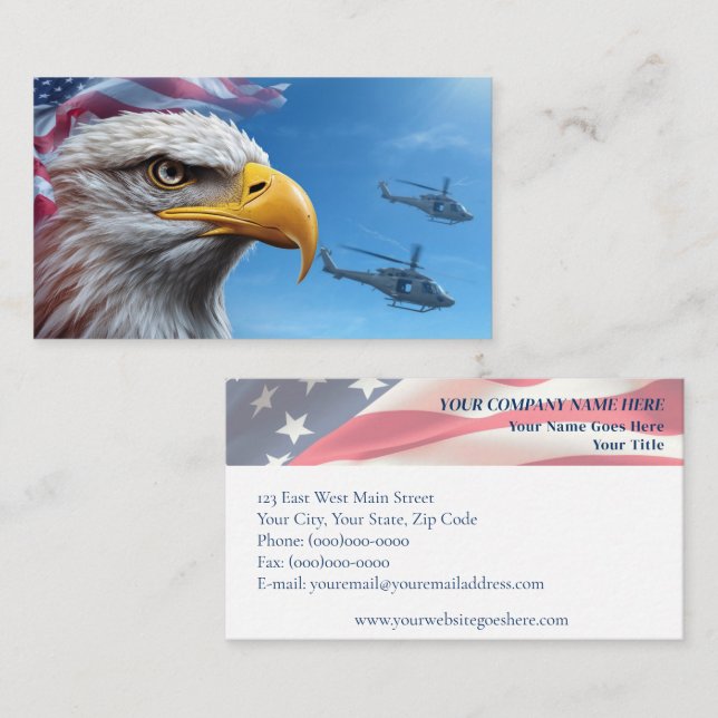 Patriotischer Adler und amerikanische Flagge mit H Visitenkarte (Vorne/Hinten)