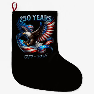 Patriotischer Adler und Flagge 250 Jahre 1776-2026 Großer Weihnachtsstrumpf