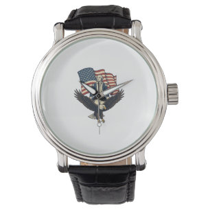 Patriotischer Adler und kolonialer General Vintage Armbanduhr