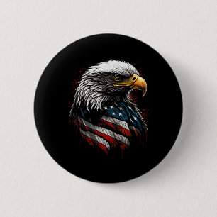 Patriotischer Adler Us Amerikanische Flagge 4. Jul Button