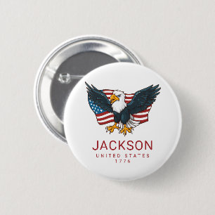 Patriotischer Adler USA Amerikanische Flagge Kinde Button