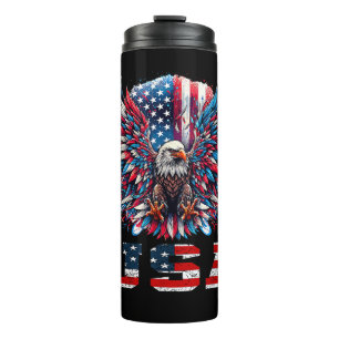 Patriotischer Adler USA-Flagge Thermosbecher