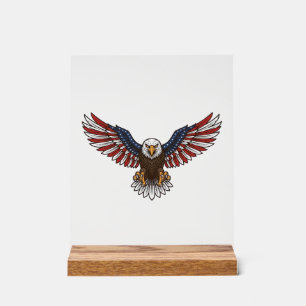 Patriotischer Adler Vintage-Stich Vektor-Design_1 Acrylschild