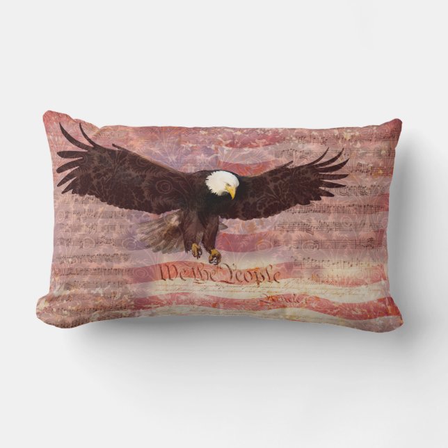 Patriotischer Adler Wir Menschen entmutigen Lendenkissen (Vorderseite)
