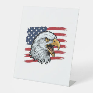 Patriotischer Adlerflagge Vintage-Vektordesign_1 Sockelschild