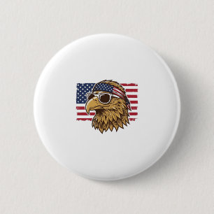 Patriotischer Adlerkopf Vintage-Gravur Grafik_1 Button