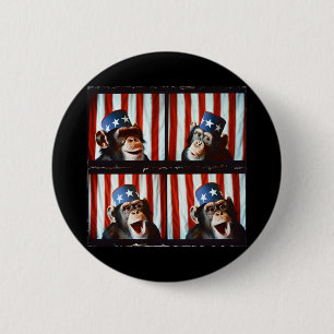 Patriotischer Affe amerikanische Flagge 4. Juli Button