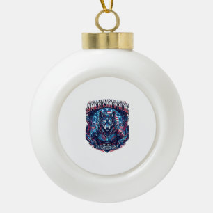 Patriotischer Ai Freiheit Wolf Cyberpunk Zukunft F Keramik Kugel-Ornament